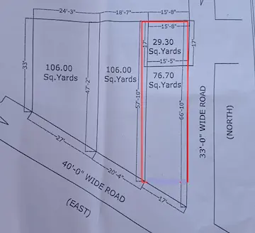 106 Sq Yds North and East Corner Open Plot for Sale at Prashanthnagar Hanamkonda